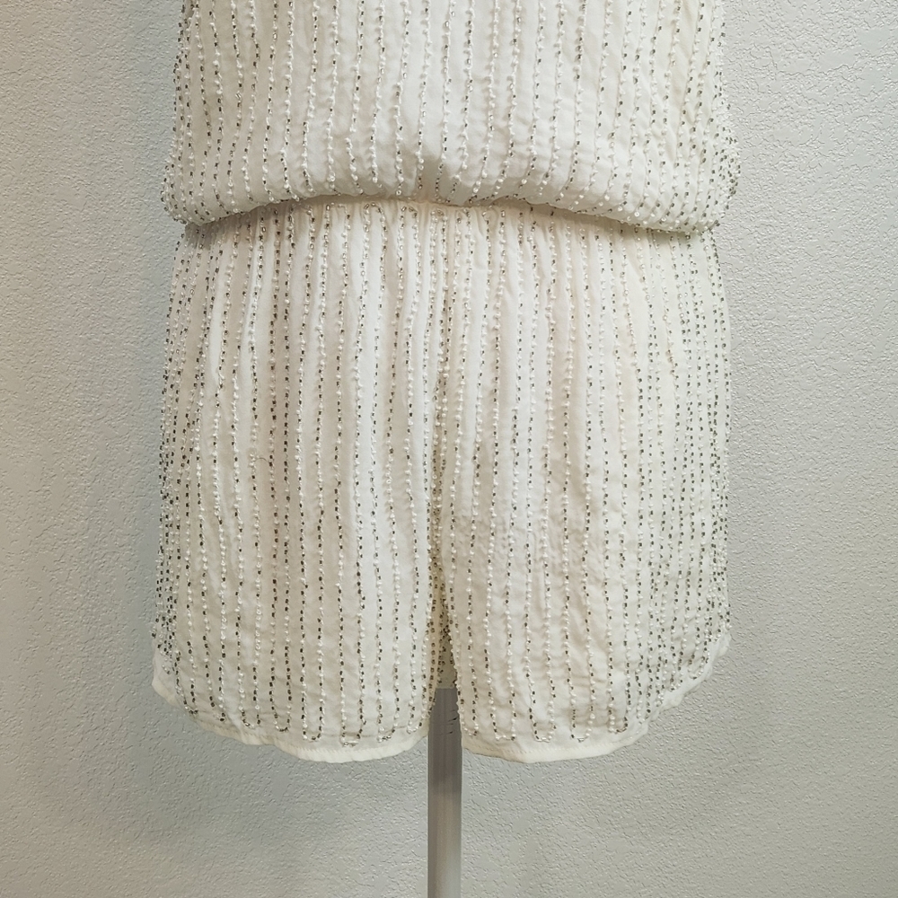 Lulu's From This Day Forward Ivory Beaded Romper Size: S - Picture 5 of 15